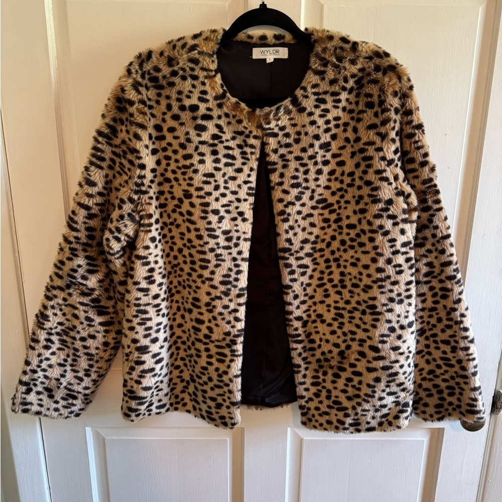 WYLDR Leopard Print Faux Fur Jacket - Beige and Black